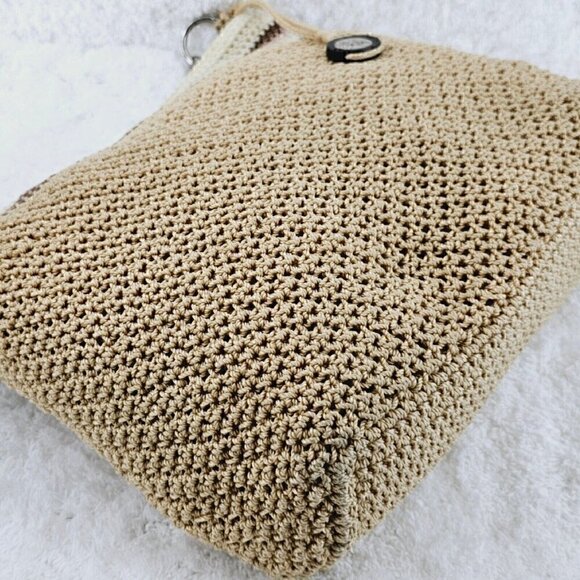 The Sak Beige Striped Crochet Shoulder Bag with Braided Shoulder Strap - Picture 9 of 16